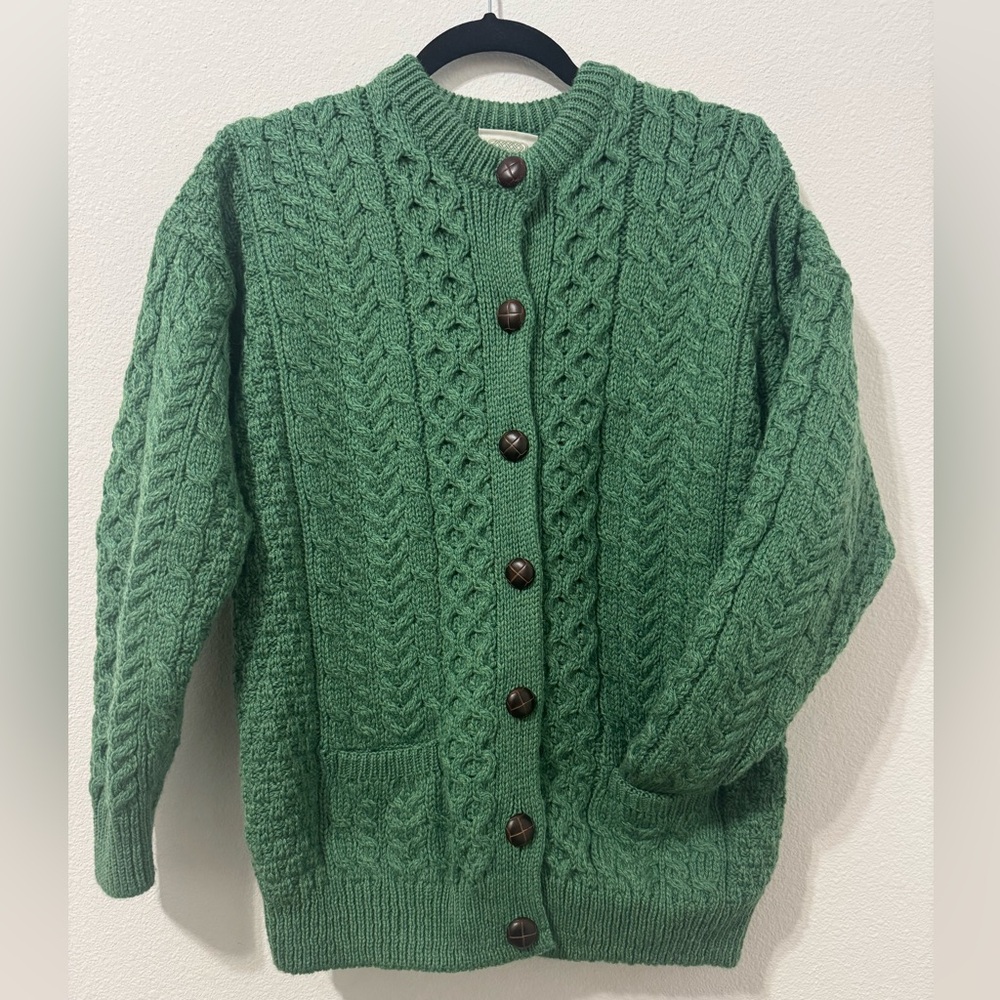 Women’s Classic Irish Wool Cardigan Sweater 100% Merino Wool